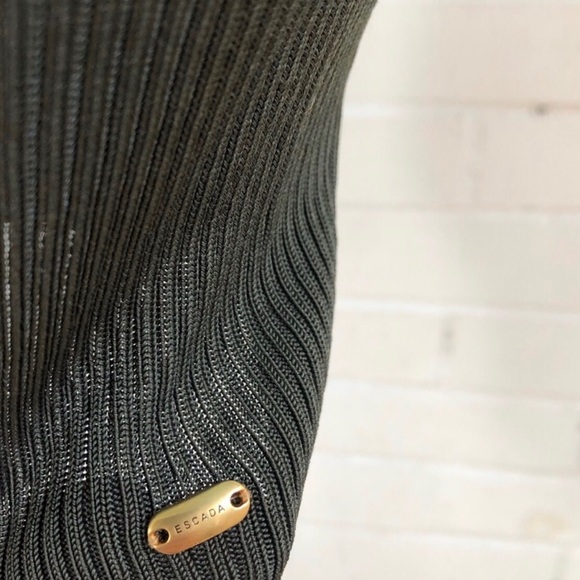 Escada dark green ribbed scoop neck top - Picture 4 of 8